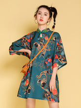 Urban Loose Printed Cheongsam Midi Dress
